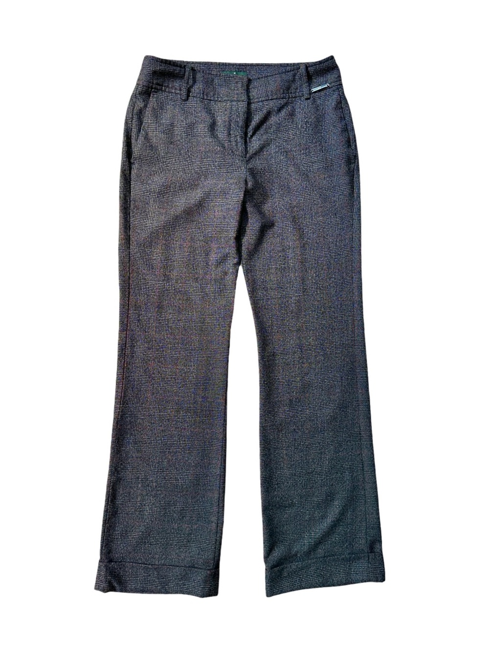 Roberto Verino Women’s Dark Brown Pants Rolled Cuffs Black Red Thread Size 6